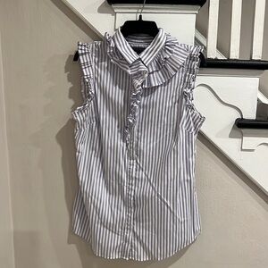 Banana Republic Women’s Sleeveless Purple & White Ruffle Blouse - Riley Shirt
